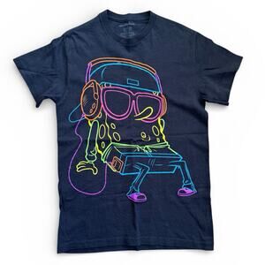 Nickelodeon Spongebob Squarepants Neon Graphic T-Shirt Black Size S Hip Hop